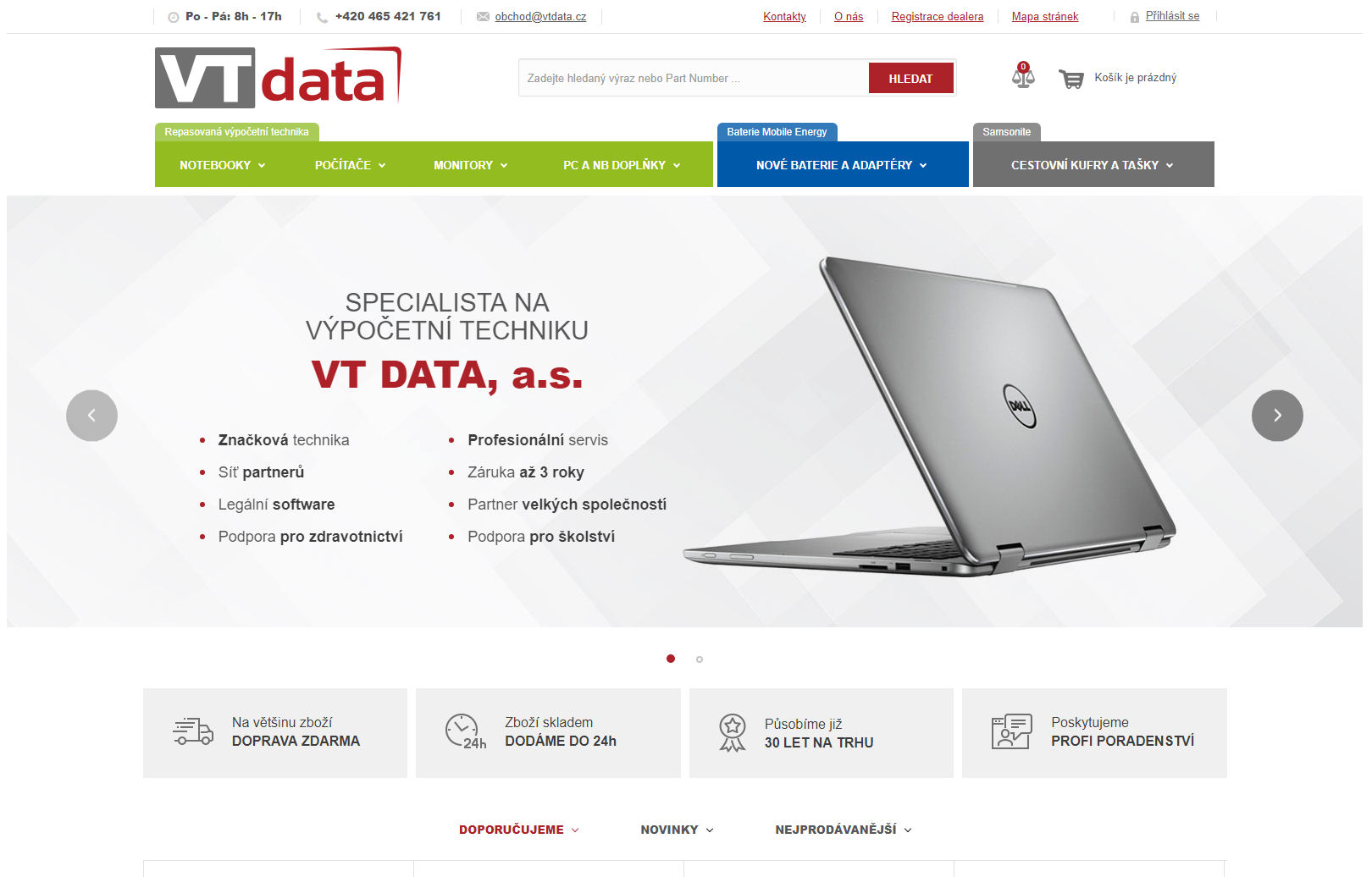 responzivní E-shop VTDATA spuštěný v roce 2019