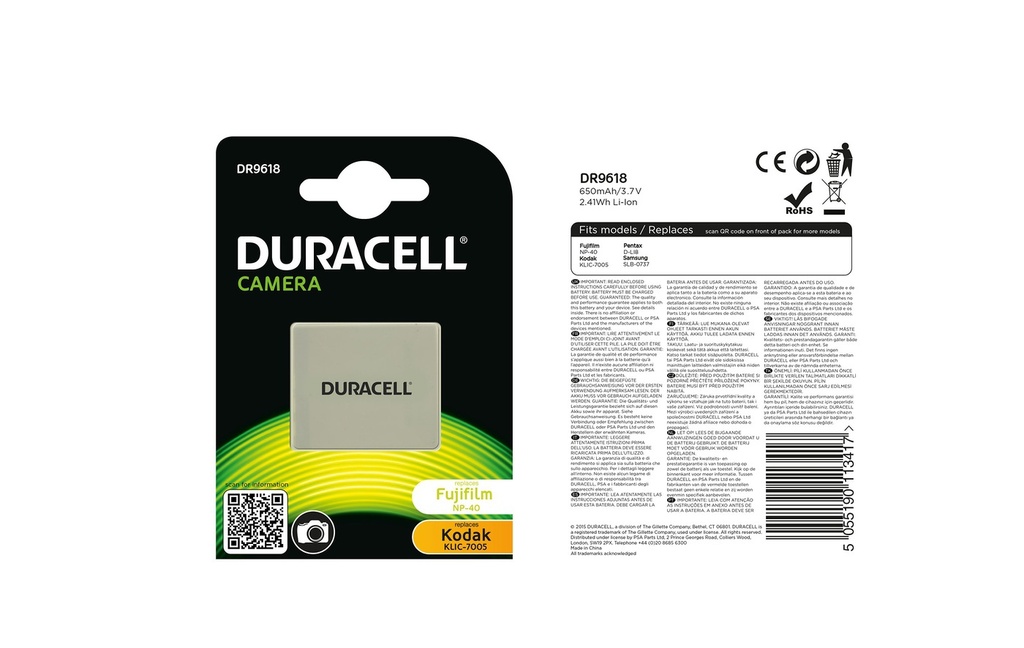 Baterie Duracell NP-40 - 3.7v 650mAh - Li-Ion