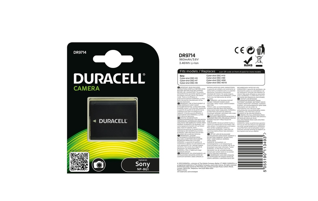 Baterie Duracell SONY NP-BG1 - 3.7v 960mAh - Li-Ion