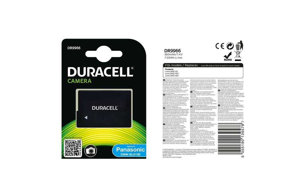 Baterie Duracell Panasonic DMW-BLD10E -  7.4v 950mAh - Li-Ion