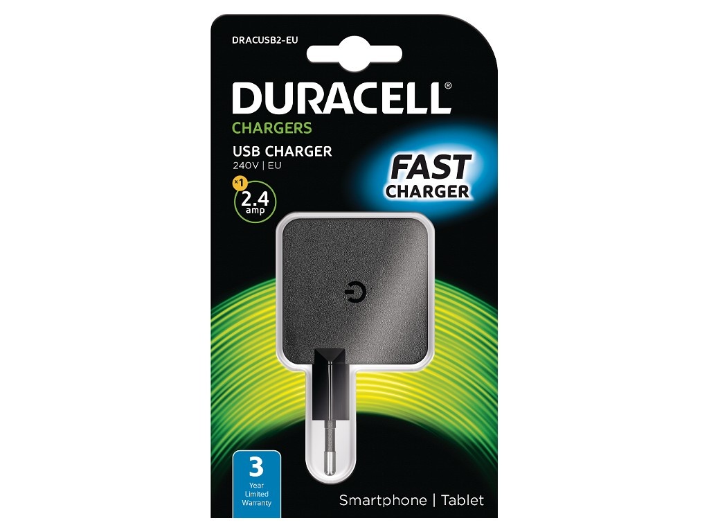 AC adaptér Duracell Apple iPhone / iPad / Android telefony / Tablety - 5v 2.4A - 12W, konektor 1x USB