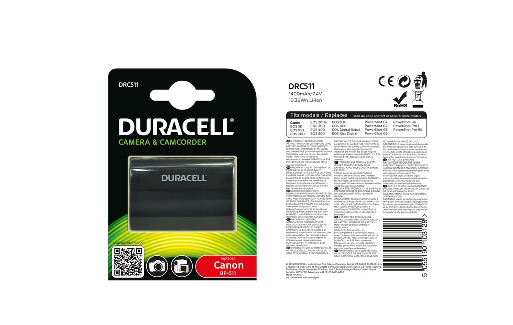 Baterie Duracell BP-511 - 7.4v 1400mAh - Li-Ion