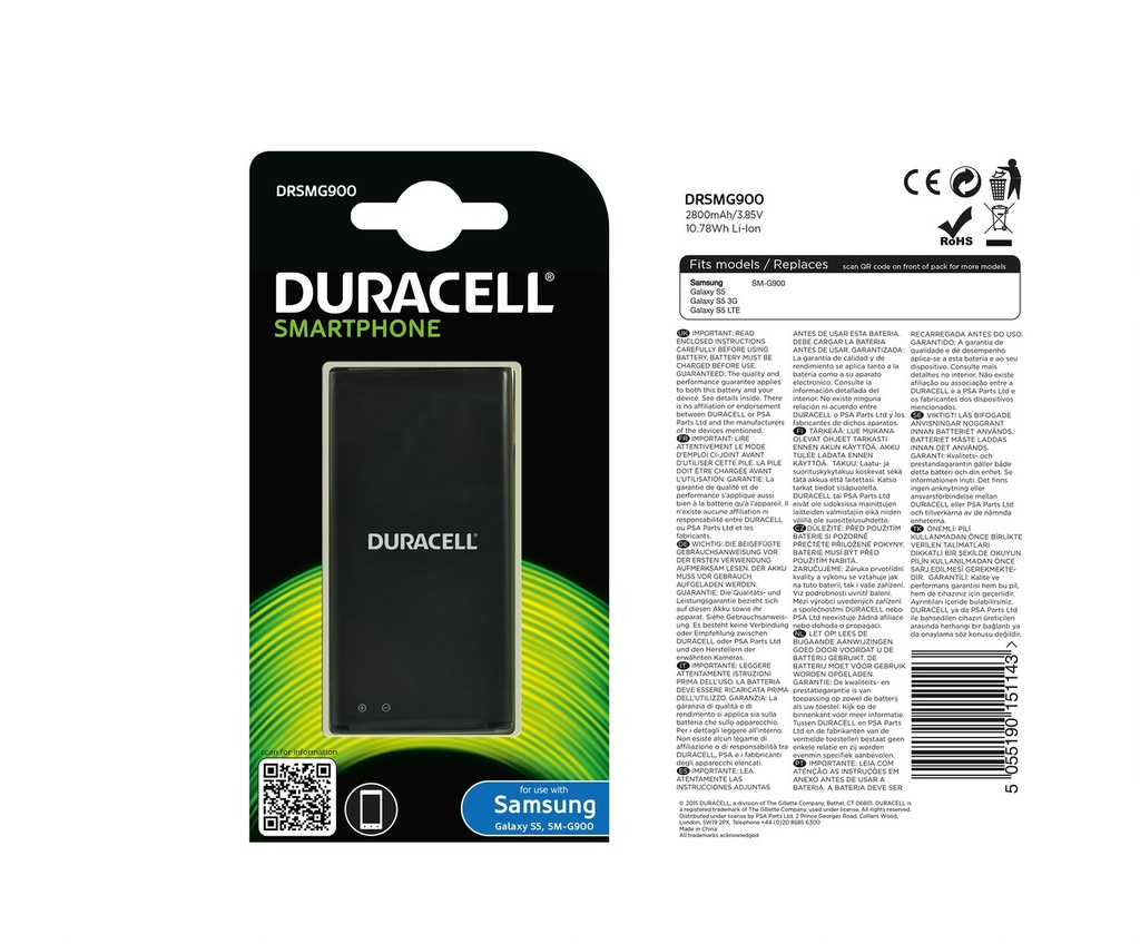 Baterie Duracell Samsung Galaxy S5 / EB-BG900BBEGWW - 3.8v 2800mAh - Li-Ion